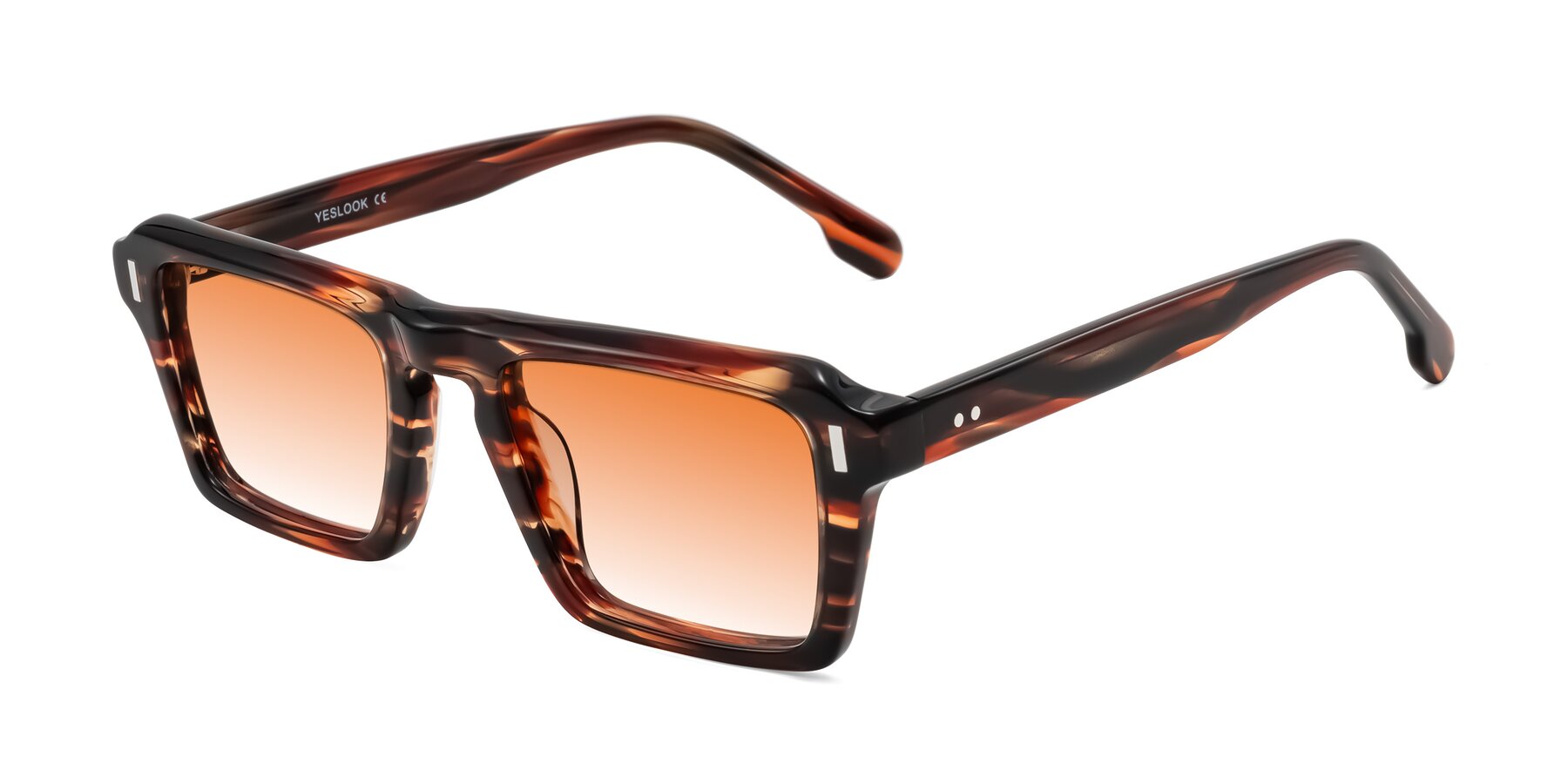 Angle of Sloan in Brown Striped with Orange Gradient Lenses