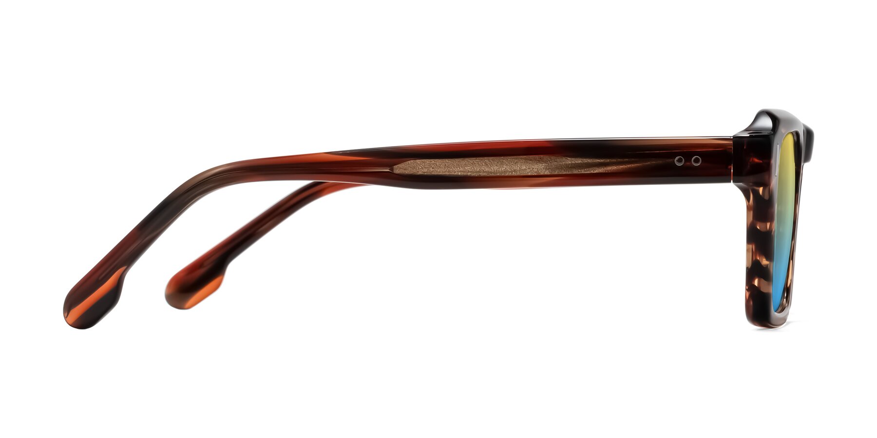 Side of Sloan in Brown Striped with Yellow / Blue Gradient Lenses