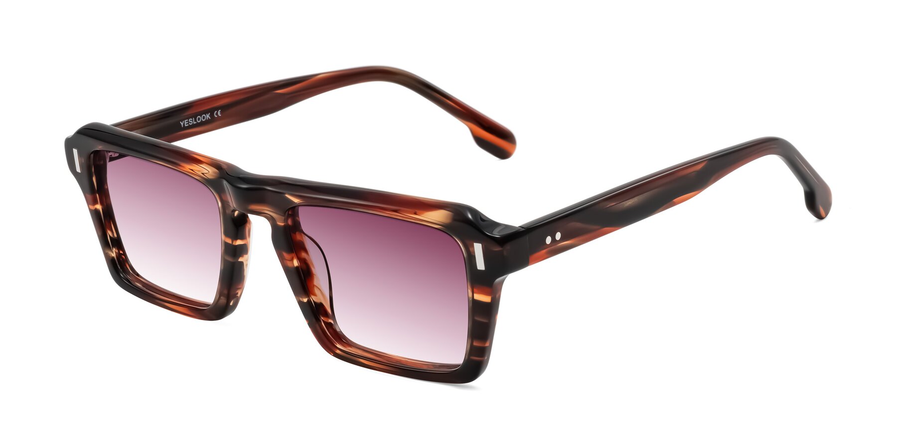 Angle of Sloan in Brown Striped with Wine Gradient Lenses