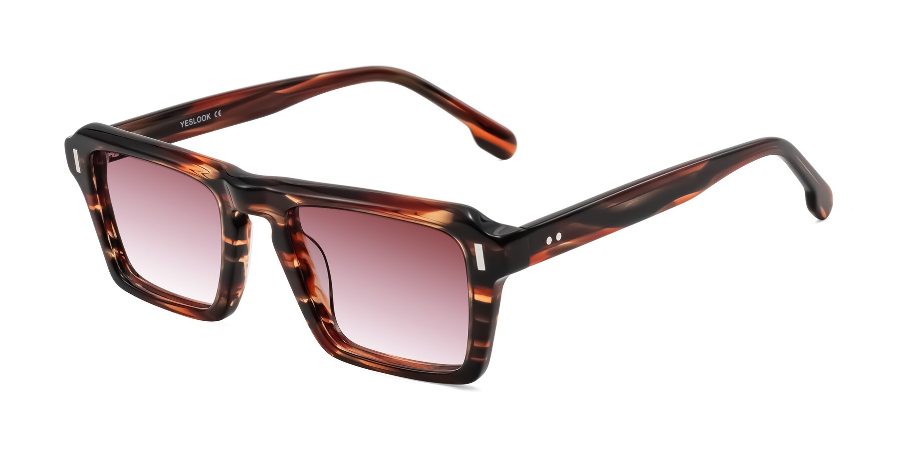 Angle of Sloan in Brown Striped with Garnet Gradient Lenses