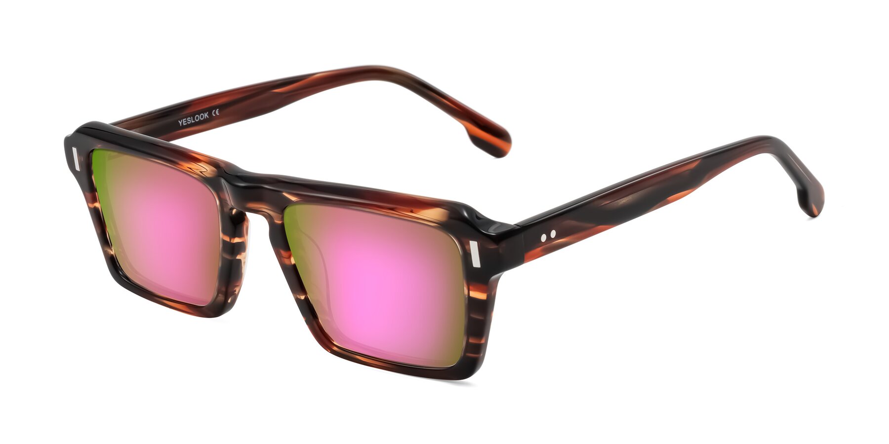 Angle of Sloan in Brown Striped with Pink Mirrored Lenses