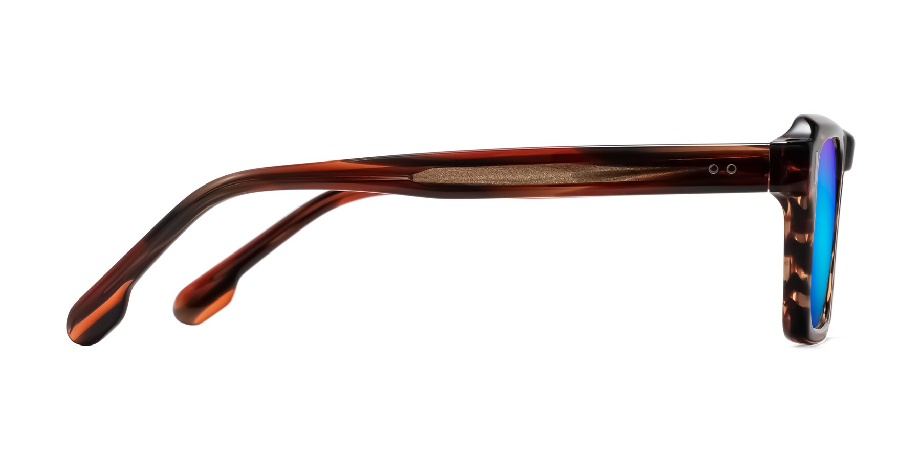 Side of Sloan in Brown Striped with Blue Mirrored Lenses