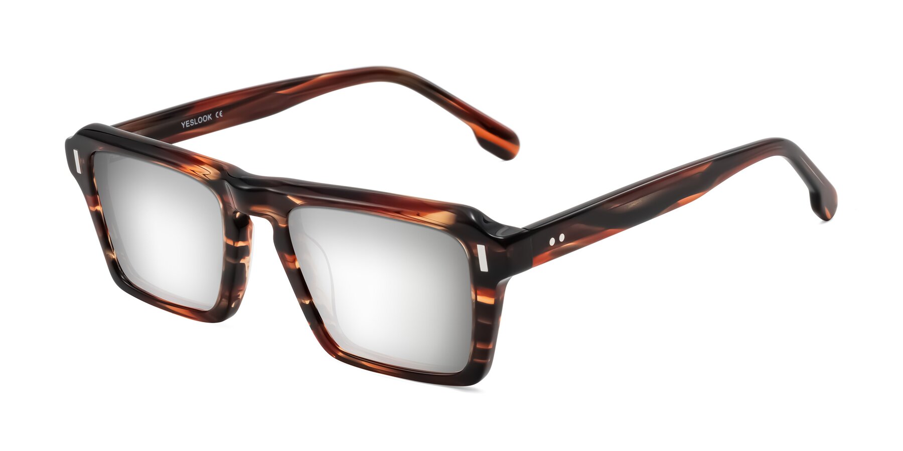 Angle of Sloan in Brown Striped with Silver Mirrored Lenses