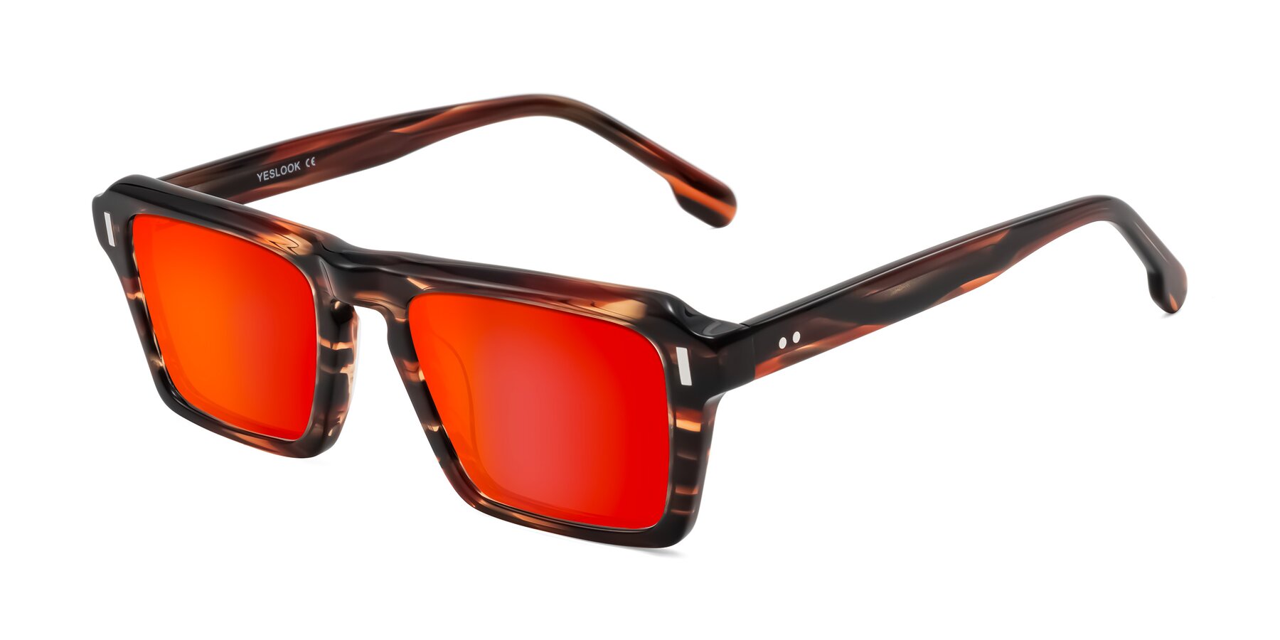 Angle of Sloan in Brown Striped with Red Gold Mirrored Lenses