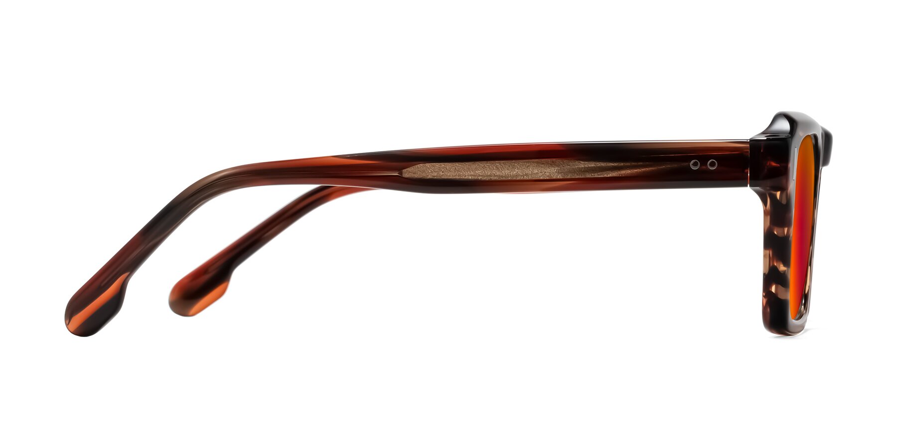 Side of Sloan in Brown Striped with Red Gold Mirrored Lenses