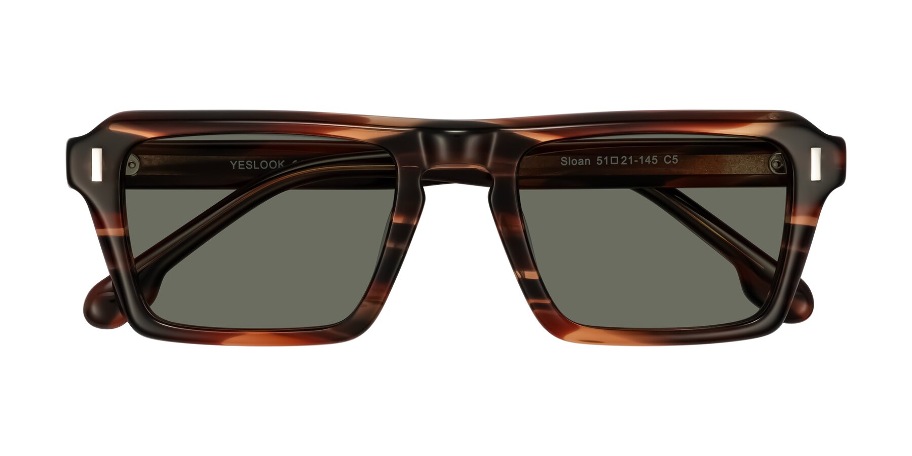 Folded Front of Sloan in Brown Striped with Gray Polarized Lenses