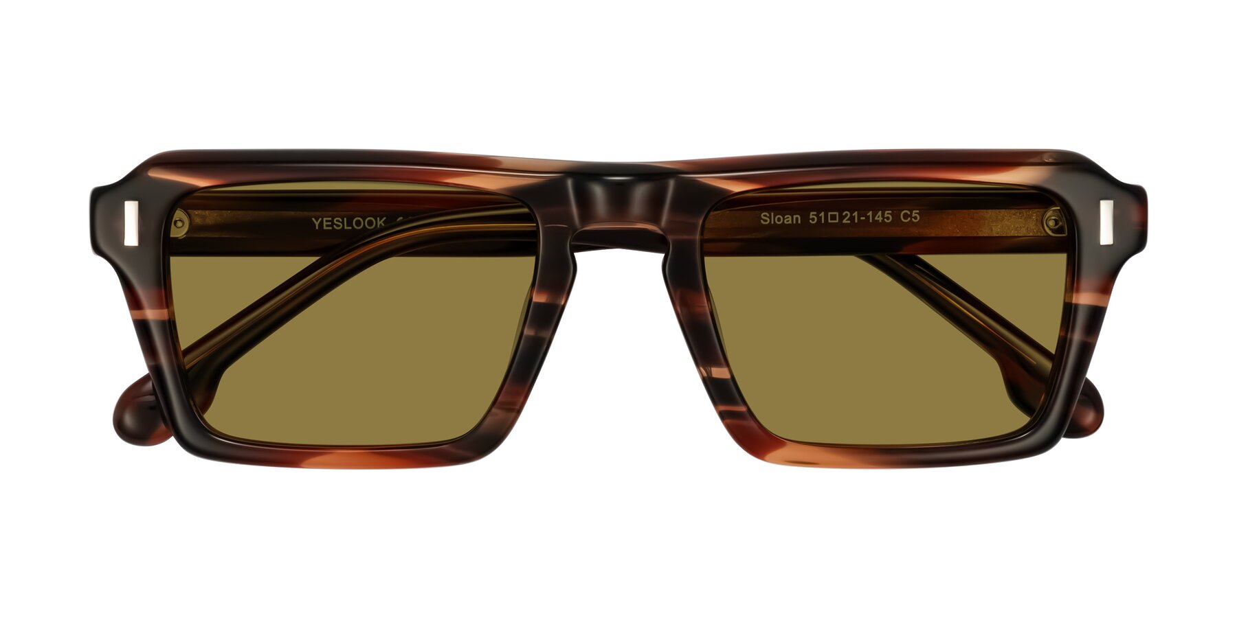 Folded Front of Sloan in Brown Striped with Brown Polarized Lenses