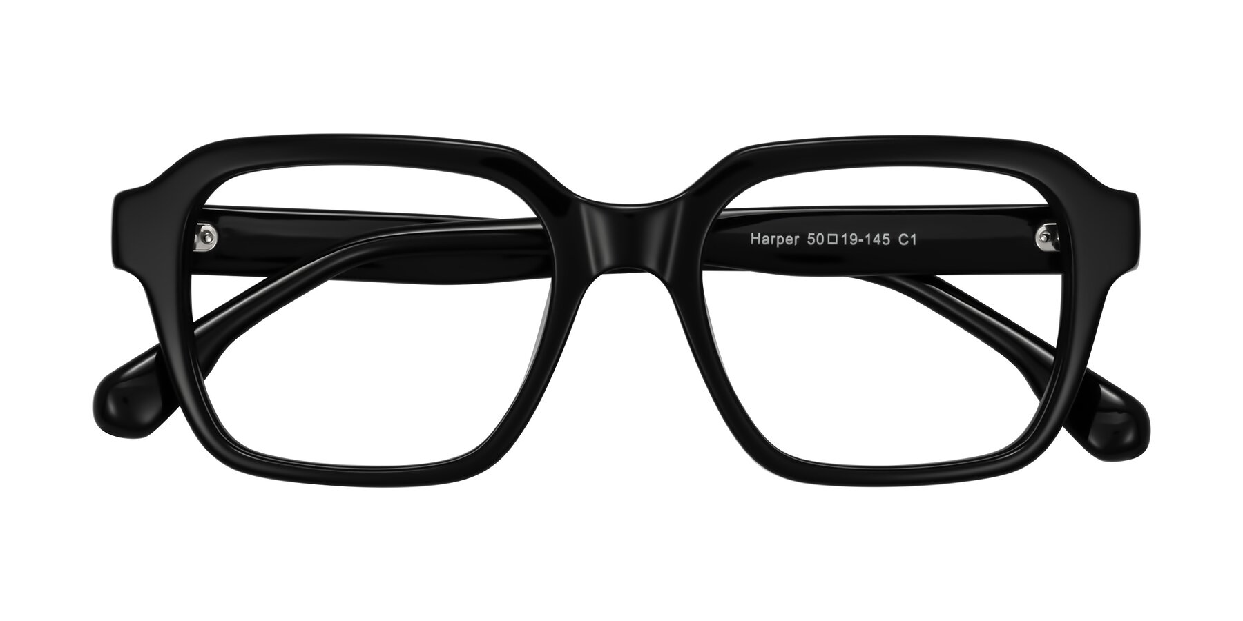 Folded Front of Harper in Black with Clear Blue Light Blocking Lenses
