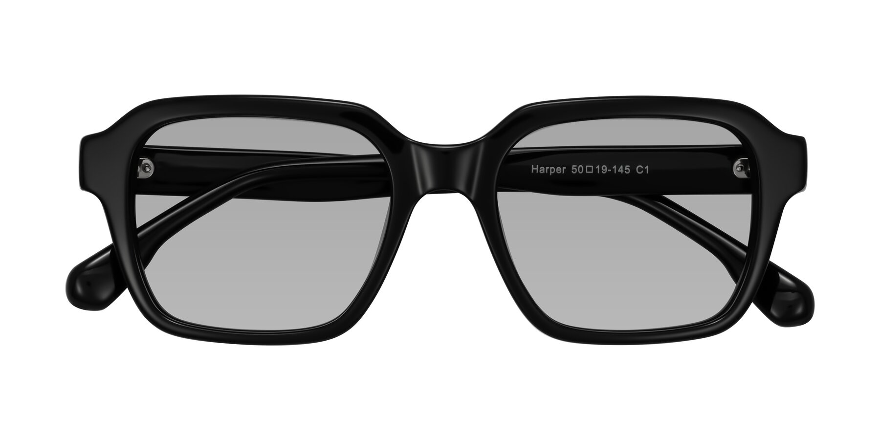 Folded Front of Harper in Black with Light Gray Tinted Lenses