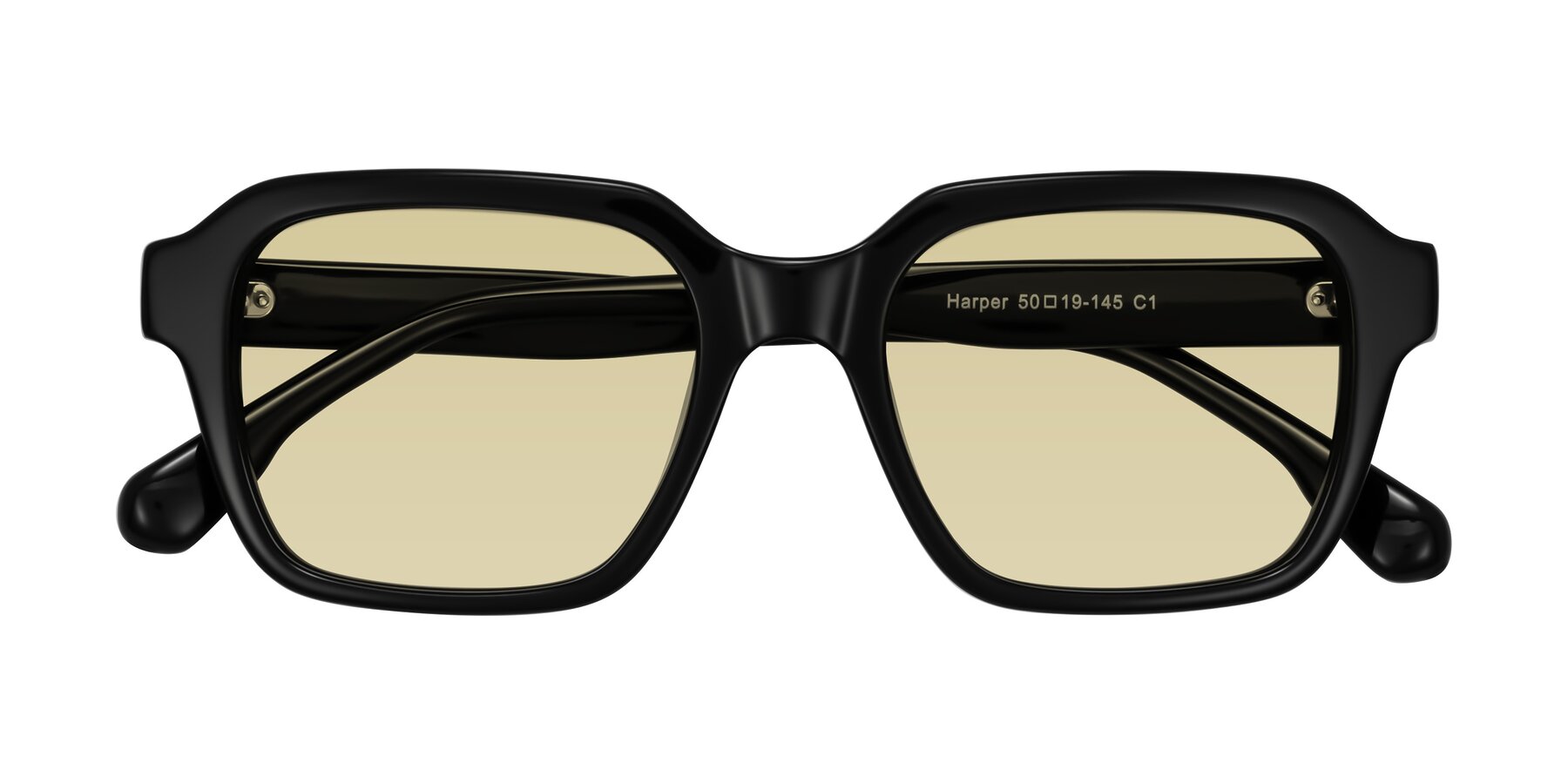 Folded Front of Harper in Black with Light Champagne Tinted Lenses