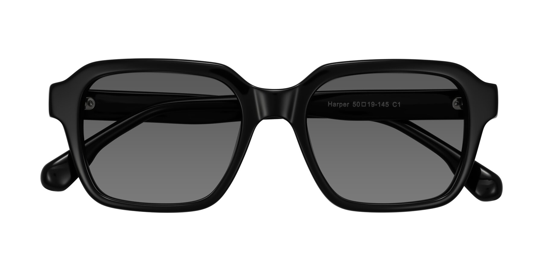 Folded Front of Harper in Black with Medium Gray Tinted Lenses