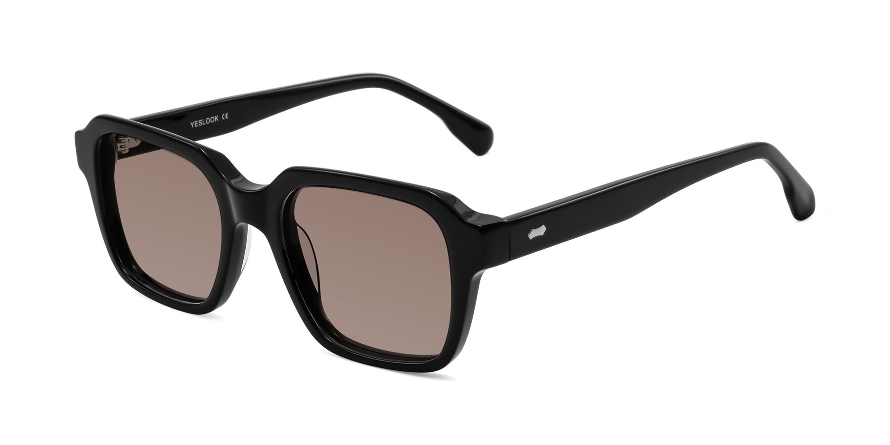 Angle of Harper in Black with Medium Brown Tinted Lenses