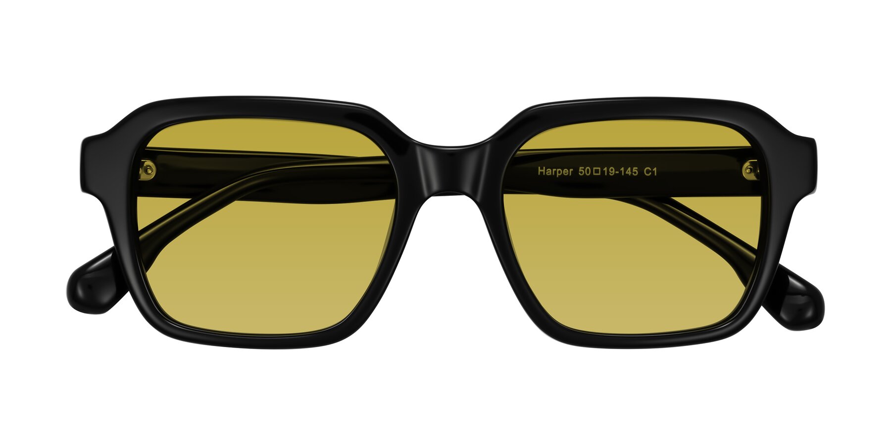 Folded Front of Harper in Black with Champagne Tinted Lenses