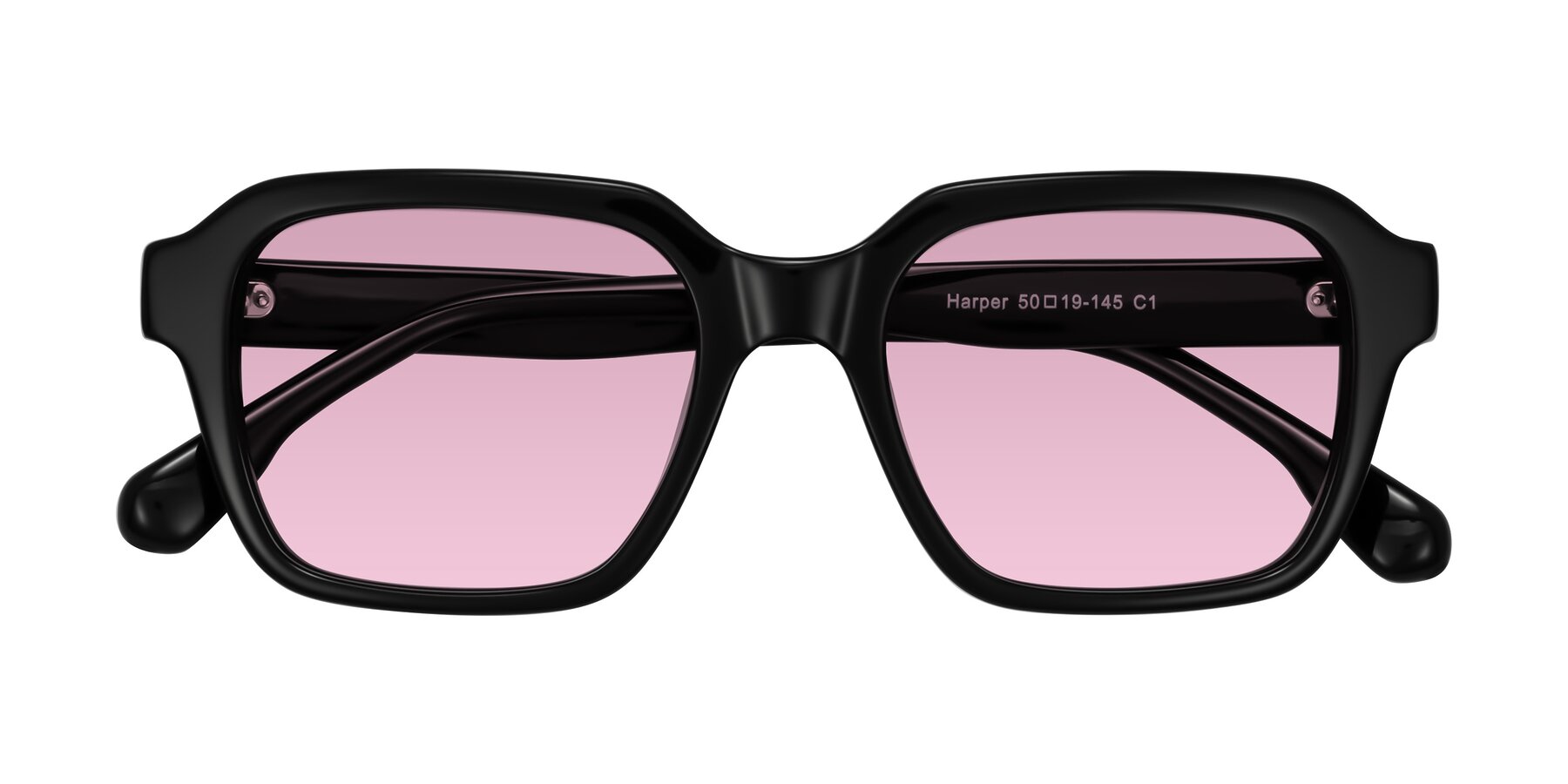 Folded Front of Harper in Black with Light Wine Tinted Lenses