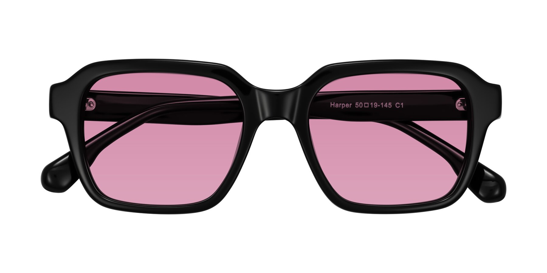 Folded Front of Harper in Black with Medium Wine Tinted Lenses