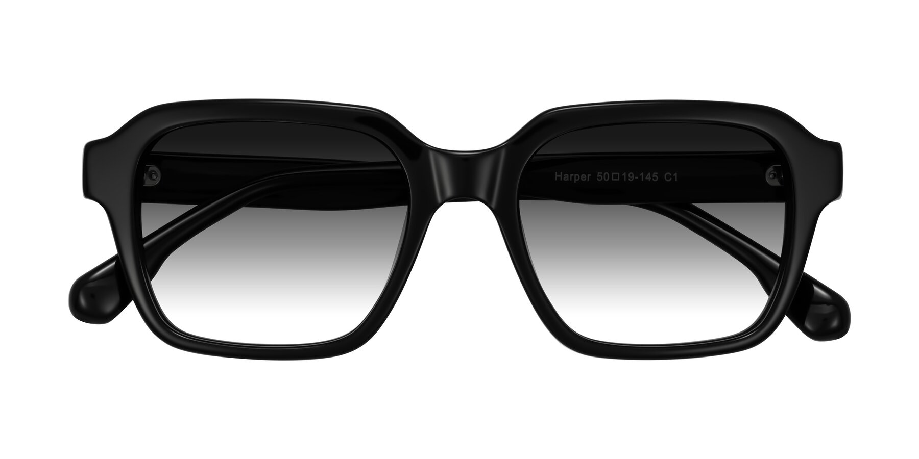 Folded Front of Harper in Black with Gray Gradient Lenses