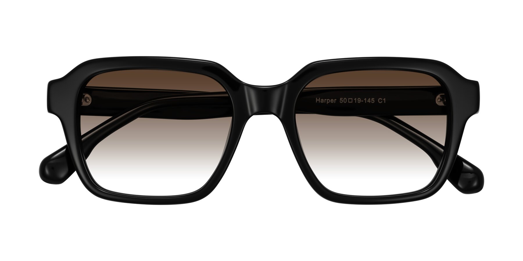 Folded Front of Harper in Black with Brown Gradient Lenses
