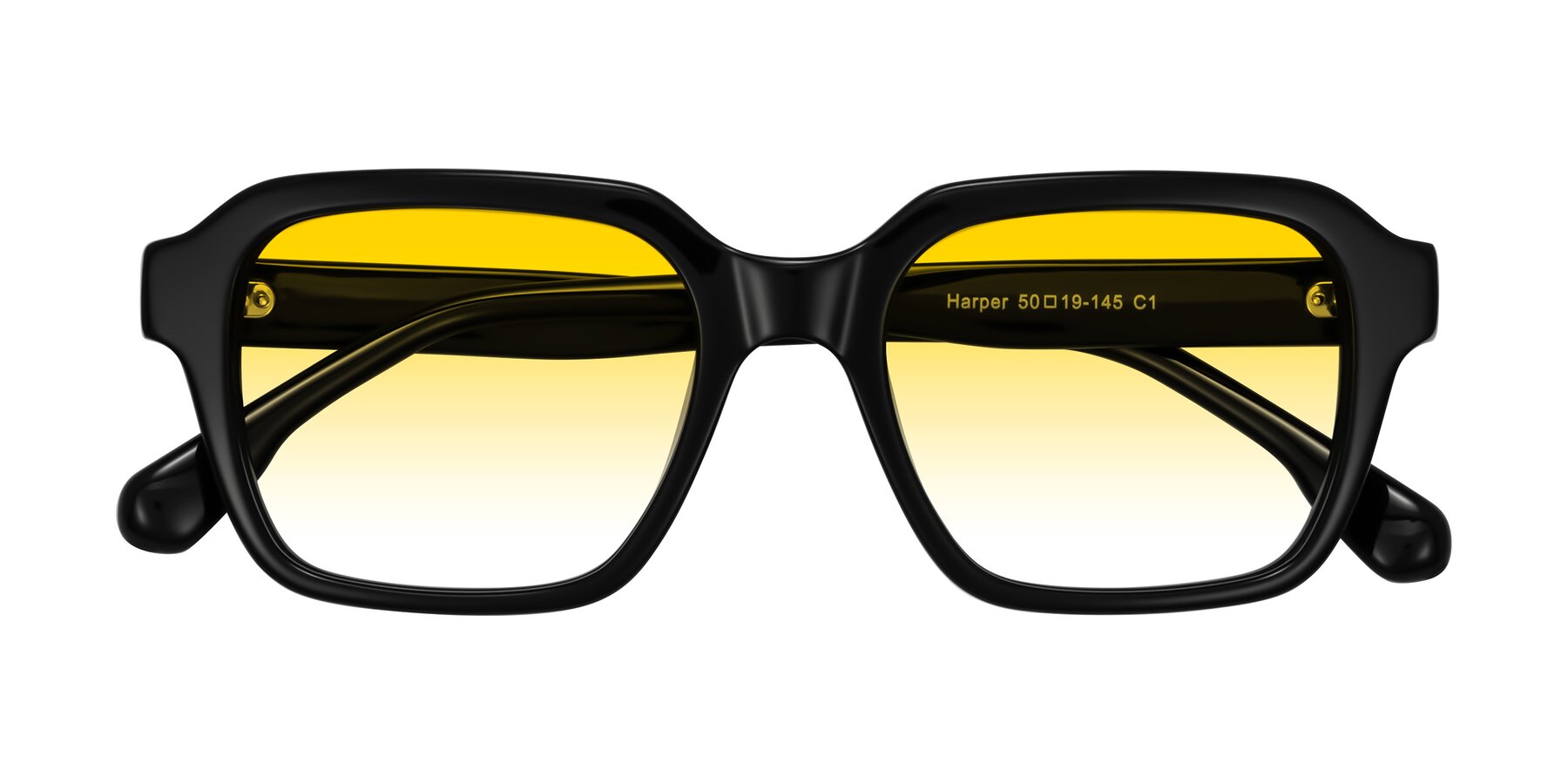 Folded Front of Harper in Black with Yellow Gradient Lenses