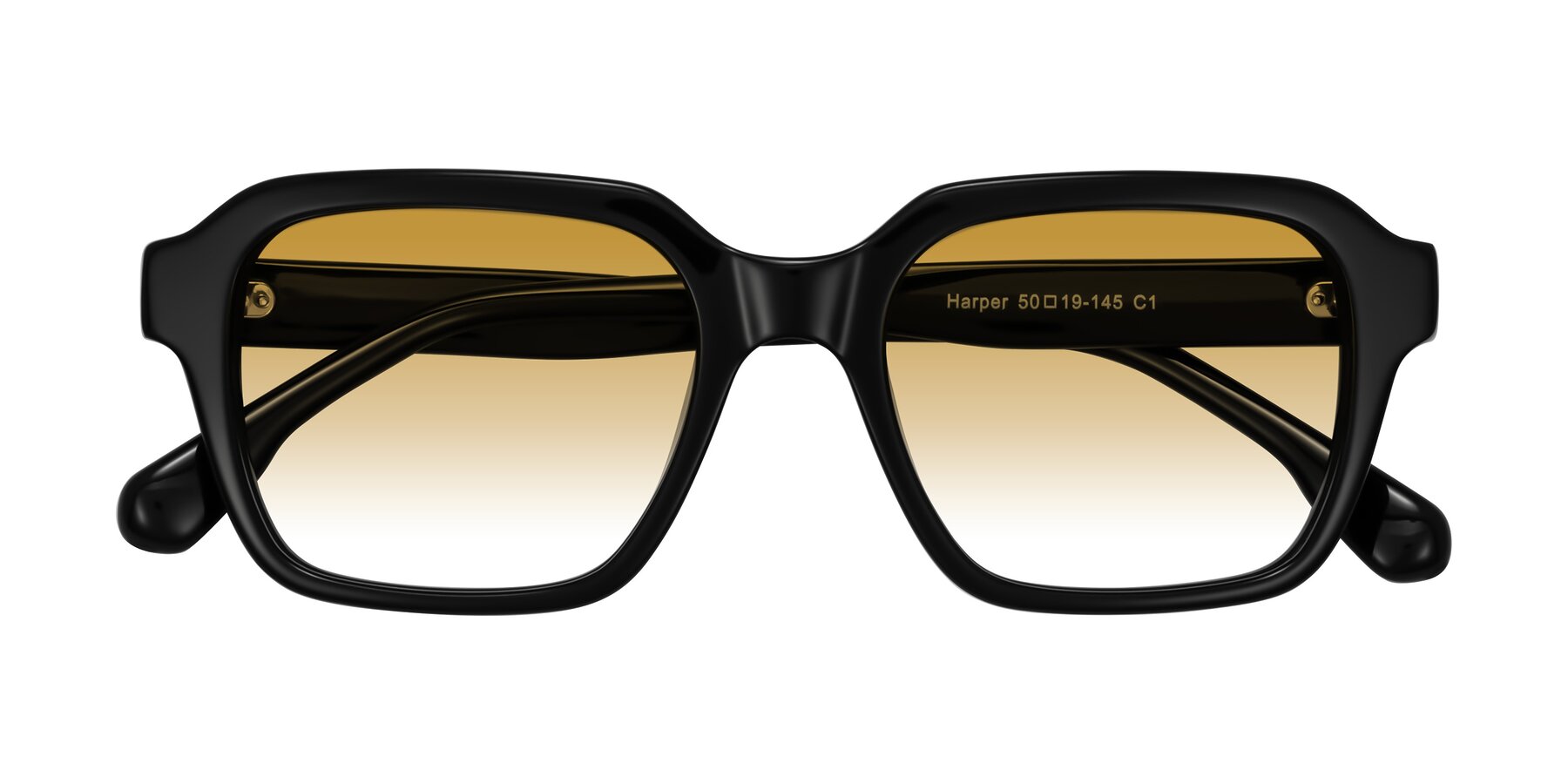Folded Front of Harper in Black with Champagne Gradient Lenses