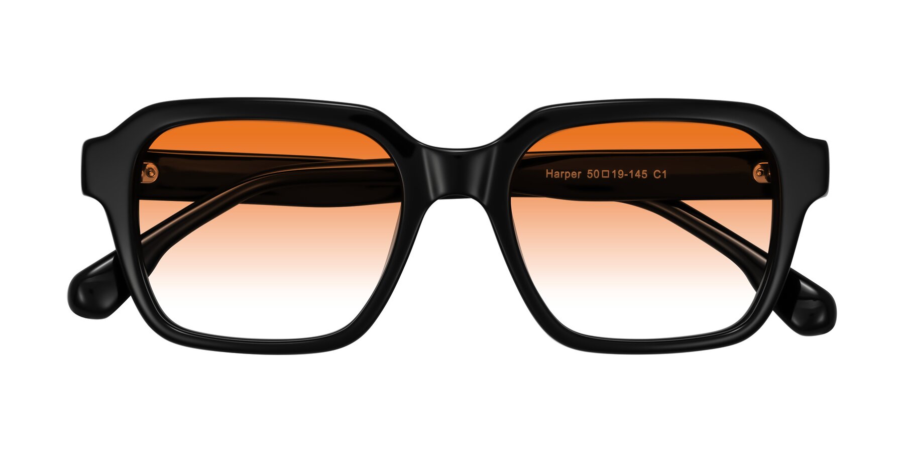 Folded Front of Harper in Black with Orange Gradient Lenses