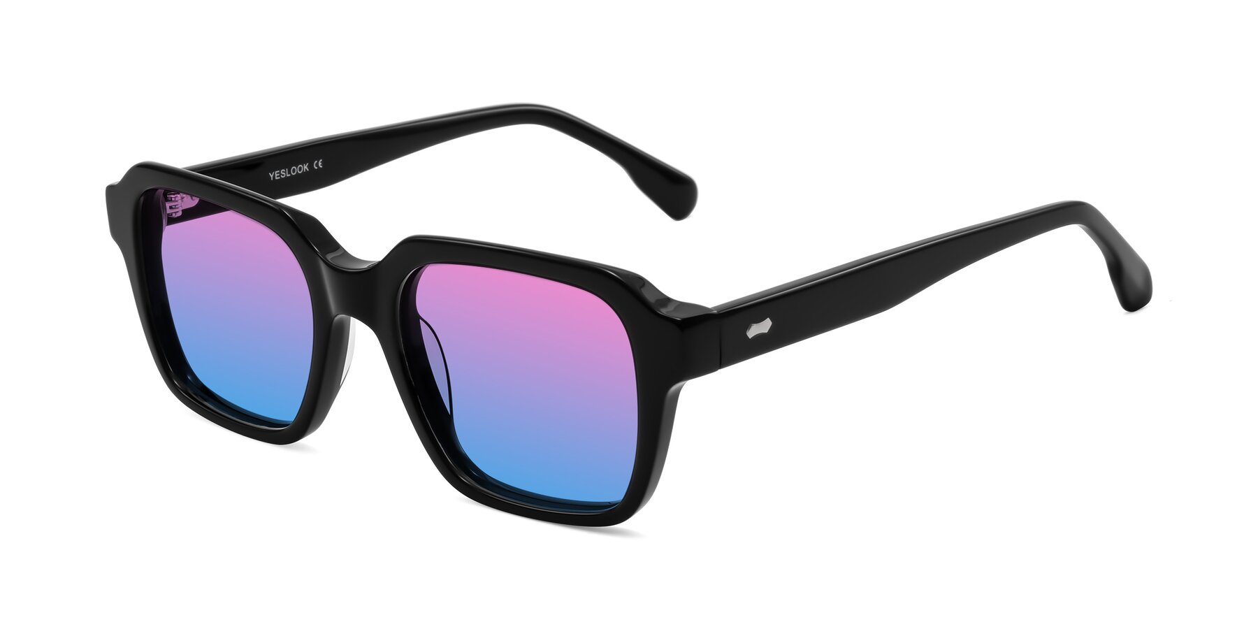 Angle of Harper in Black with Pink / Blue Gradient Lenses
