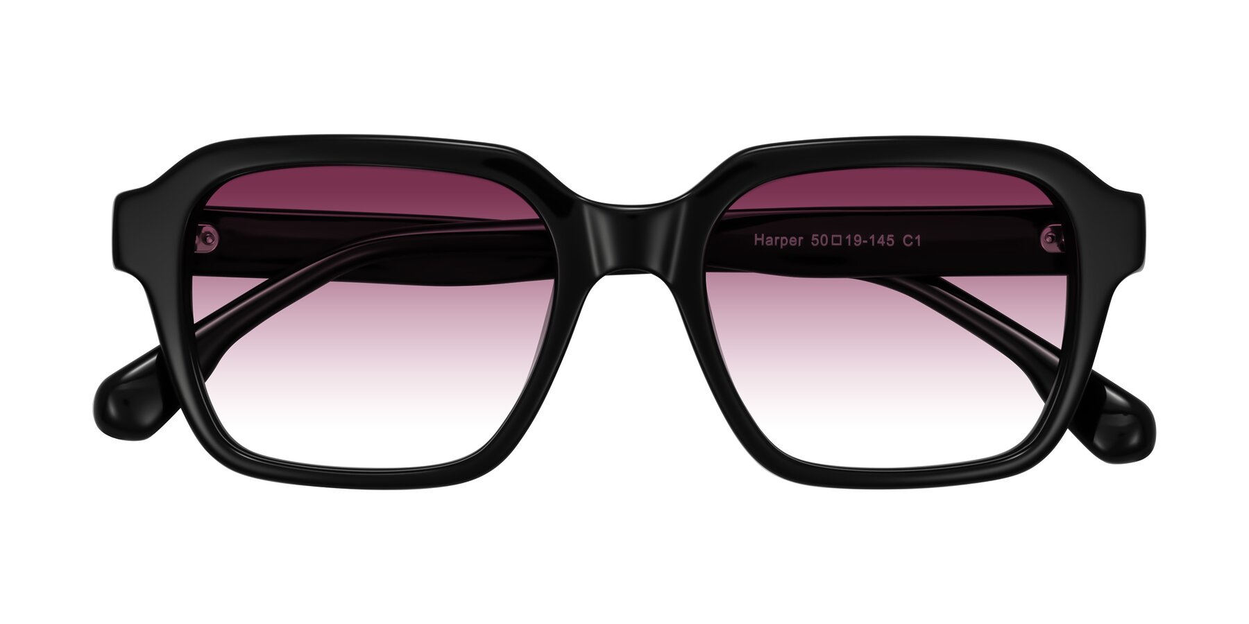 Folded Front of Harper in Black with Wine Gradient Lenses