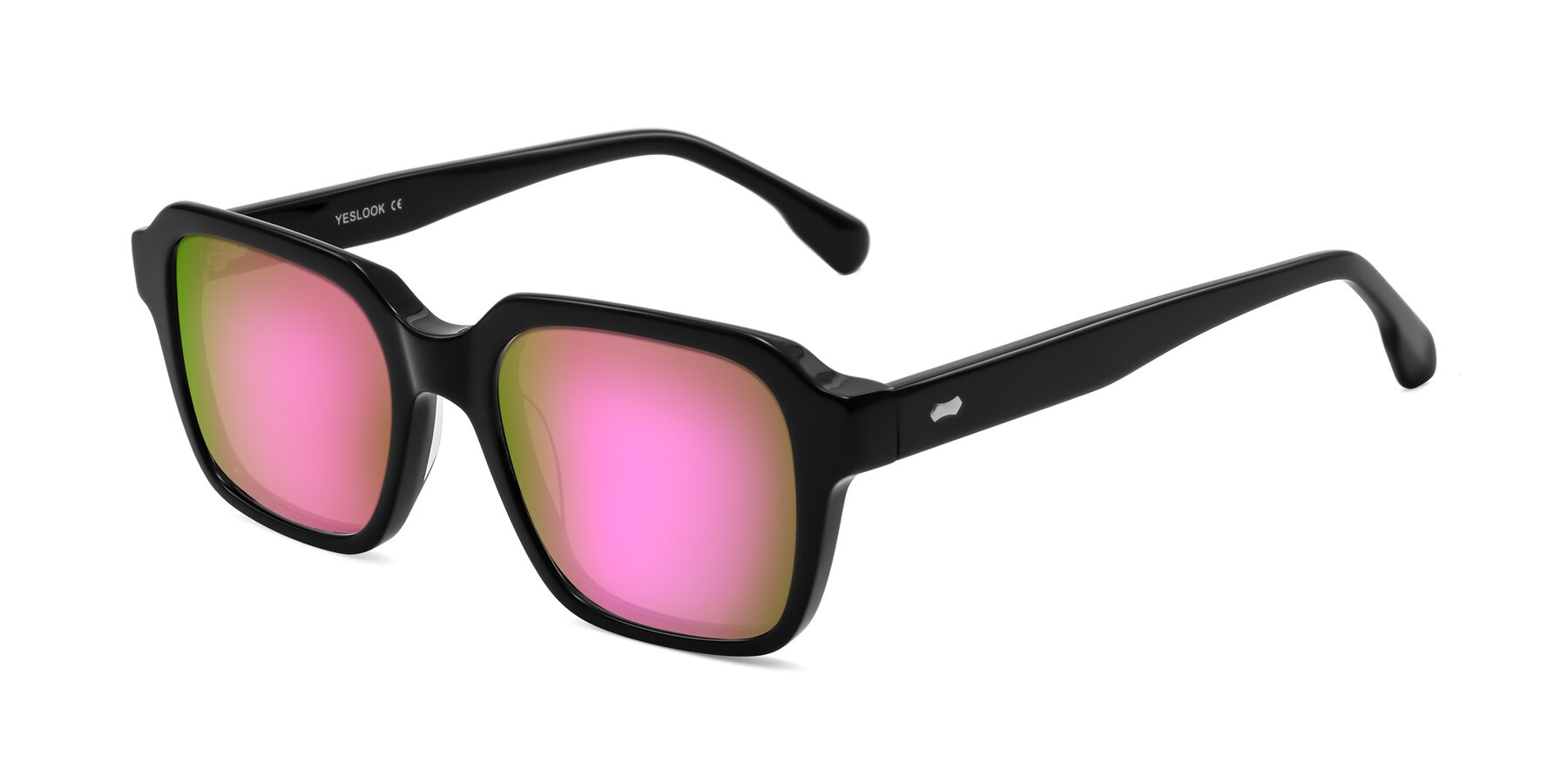 Angle of Harper in Black with Pink Mirrored Lenses