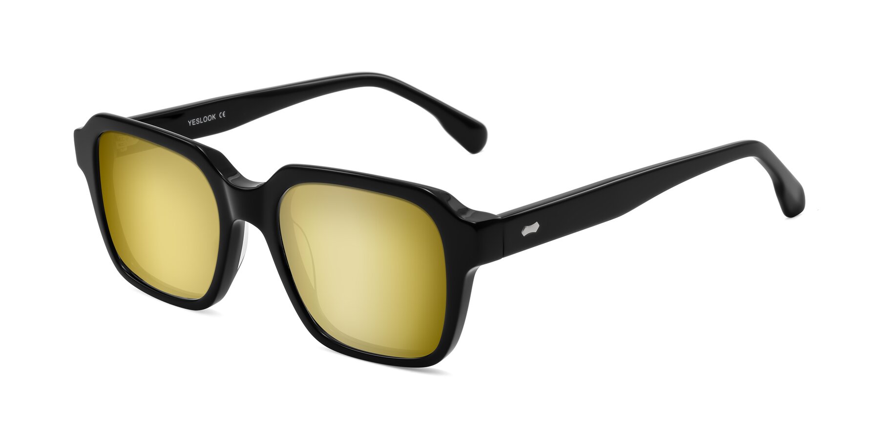 Angle of Harper in Black with Gold Mirrored Lenses