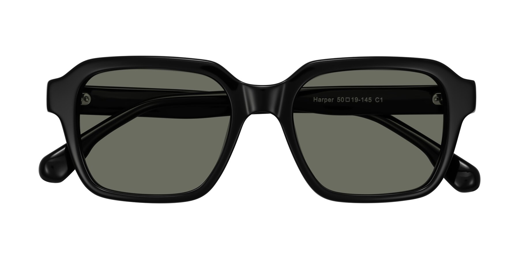 Folded Front of Harper in Black with Gray Polarized Lenses