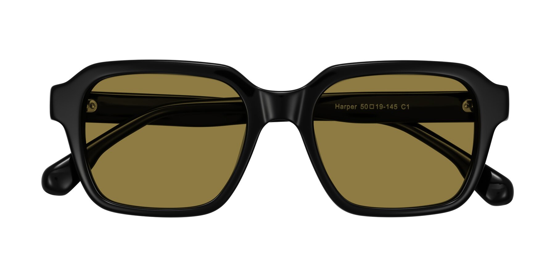 Folded Front of Harper in Black with Brown Polarized Lenses
