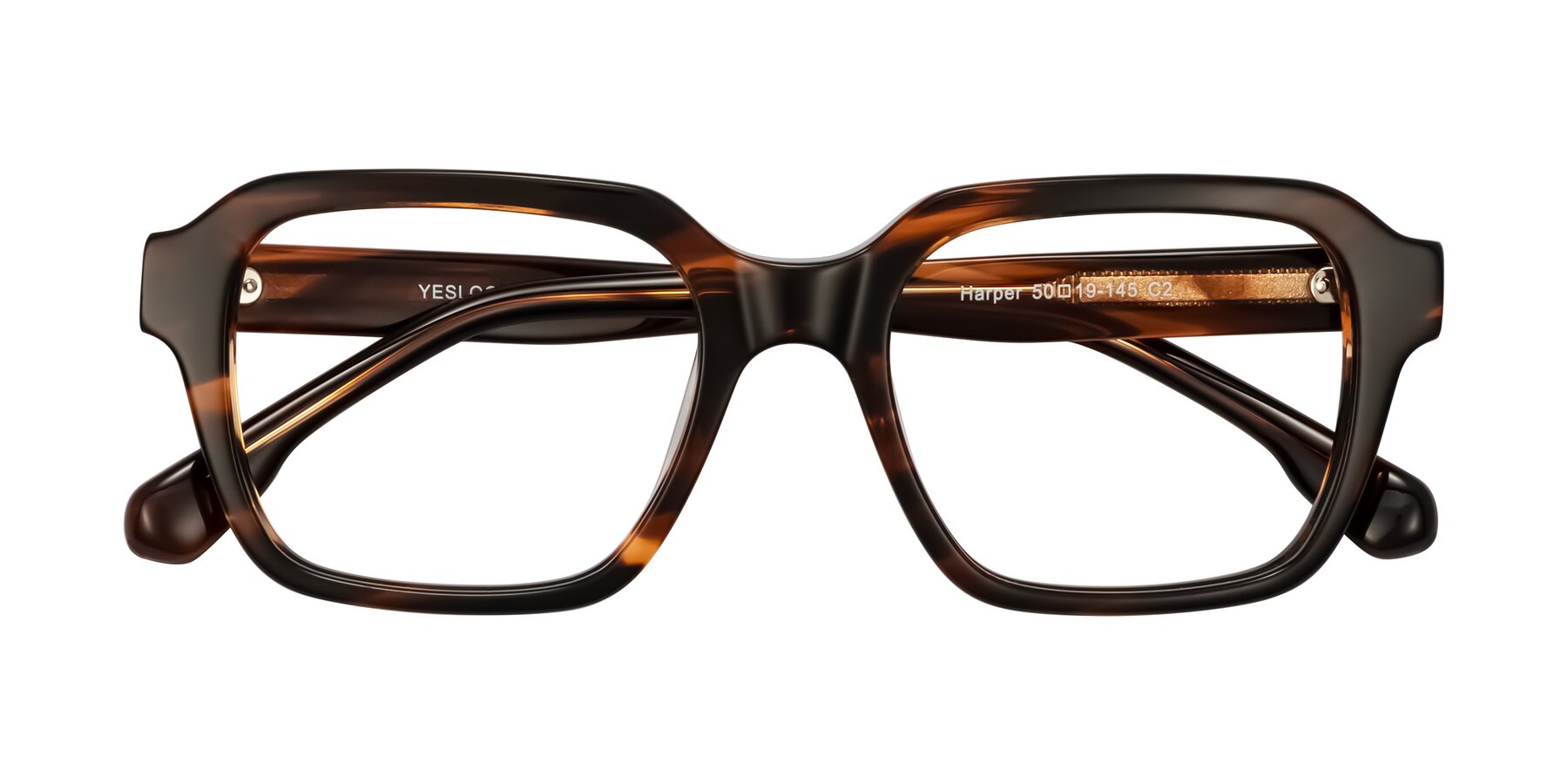 Folded Front of Harper in Brown Striped with Clear Blue Light Blocking Lenses