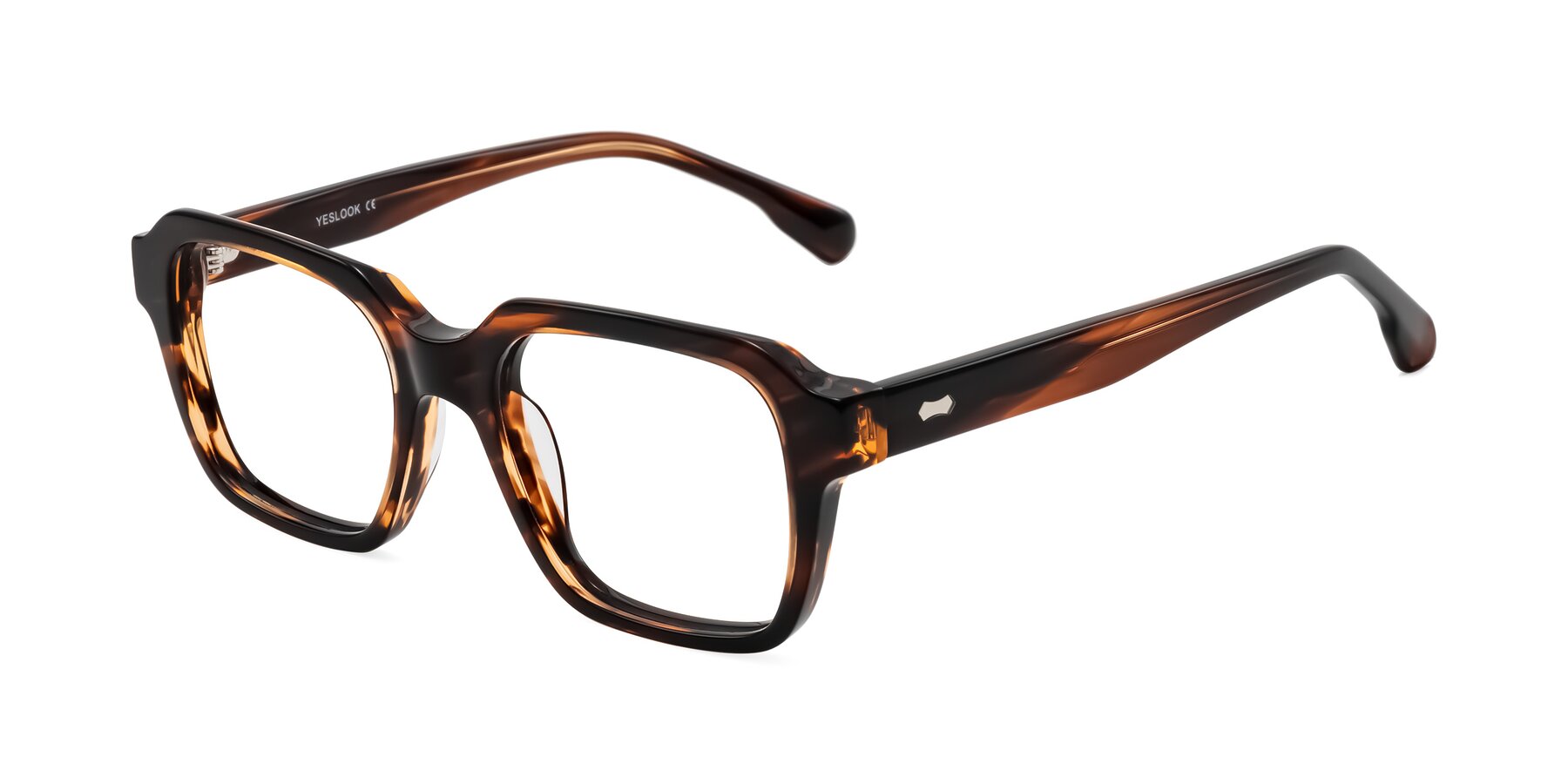 Angle of Harper in Brown Striped with Clear Blue Light Blocking Lenses