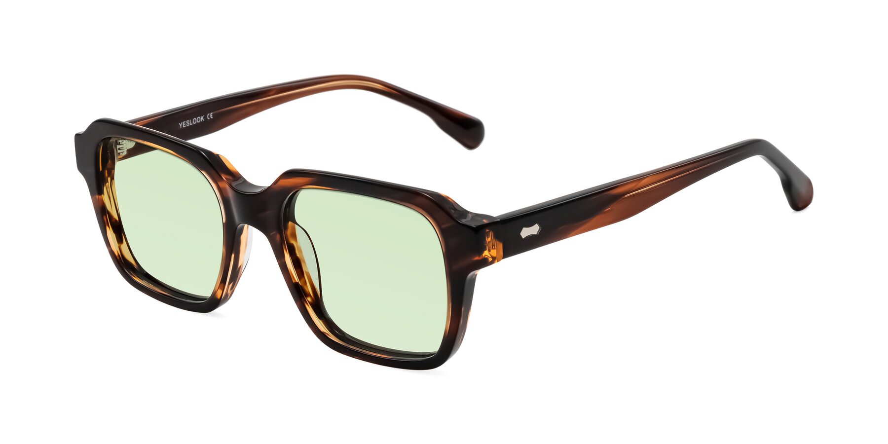 Angle of Harper in Brown Striped with Light Green Tinted Lenses