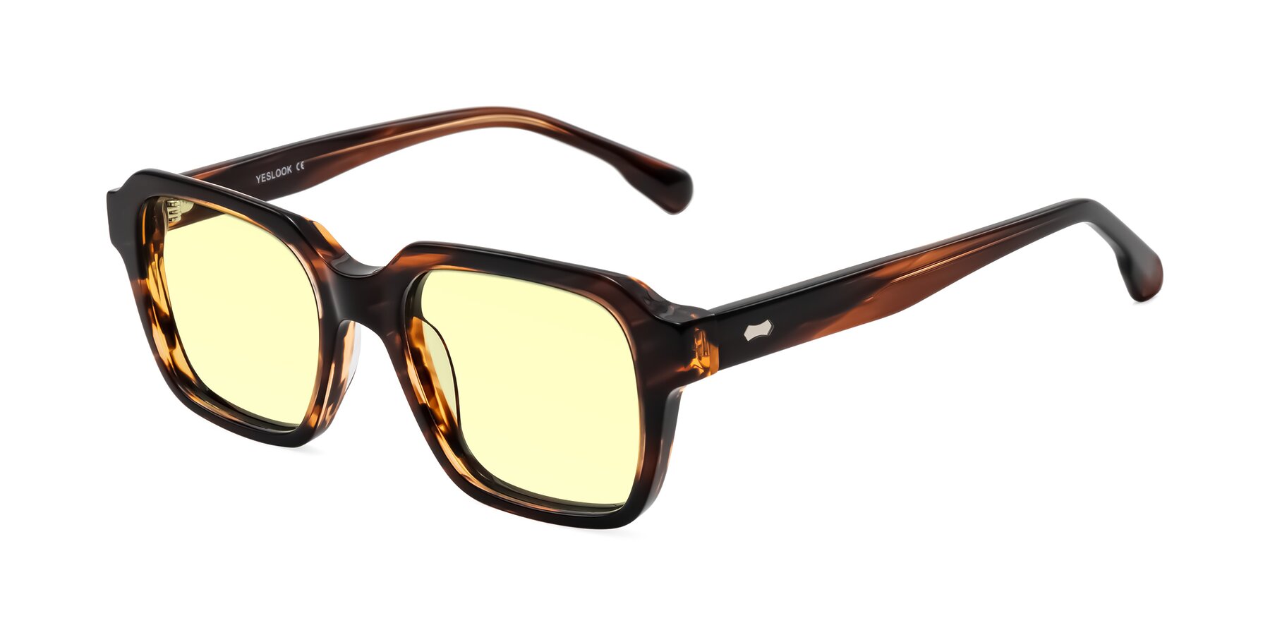 Angle of Harper in Brown Striped with Light Yellow Tinted Lenses