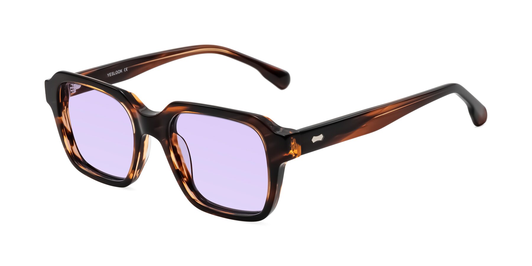 Angle of Harper in Brown Striped with Light Purple Tinted Lenses