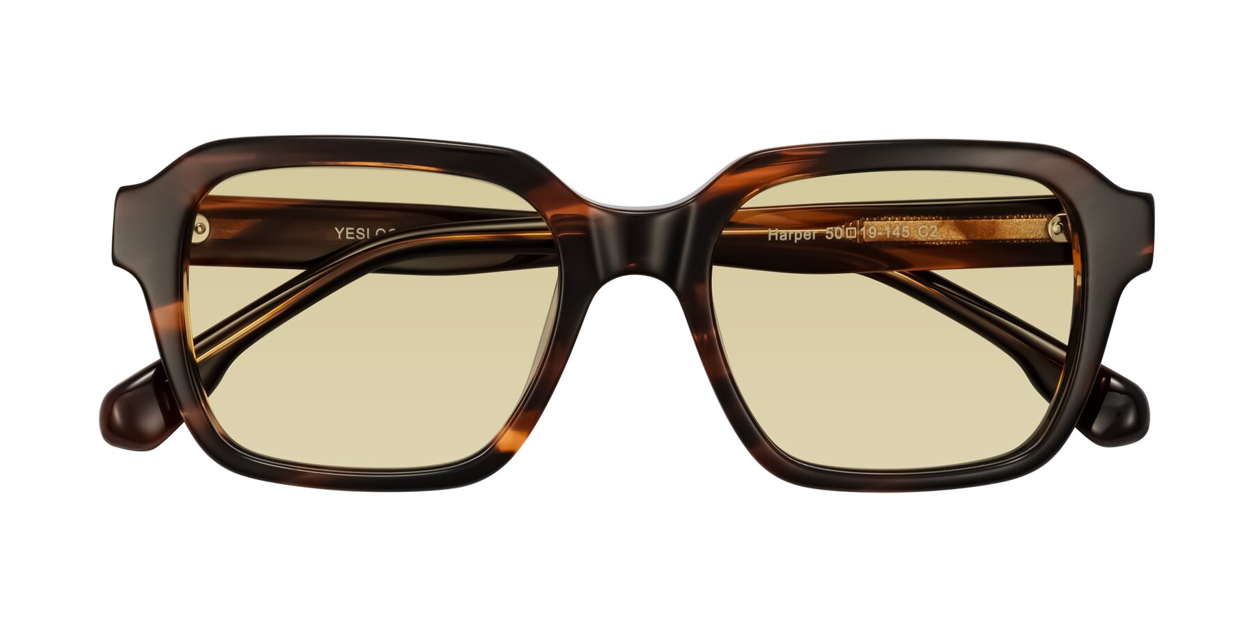 Folded Front of Harper in Brown Striped with Light Champagne Tinted Lenses