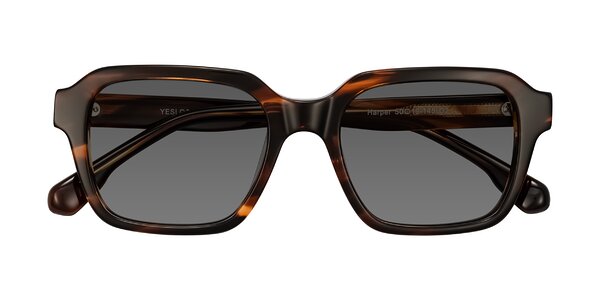 Front of Harper in Brown Striped