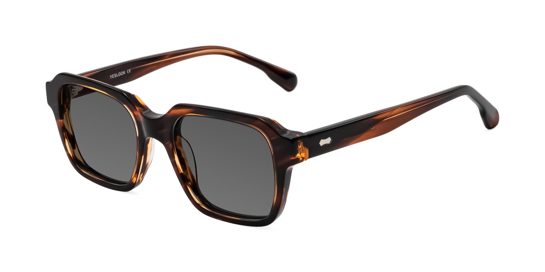 Angle of Harper in Brown Striped with Medium Gray Tinted Lenses