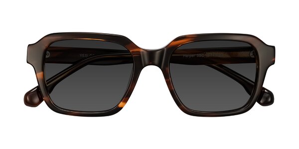 Front of Harper in Brown Striped