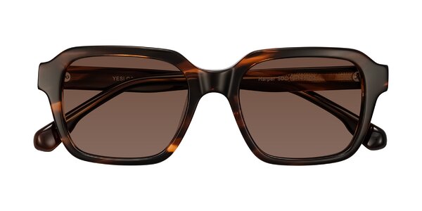 Front of Harper in Brown Striped