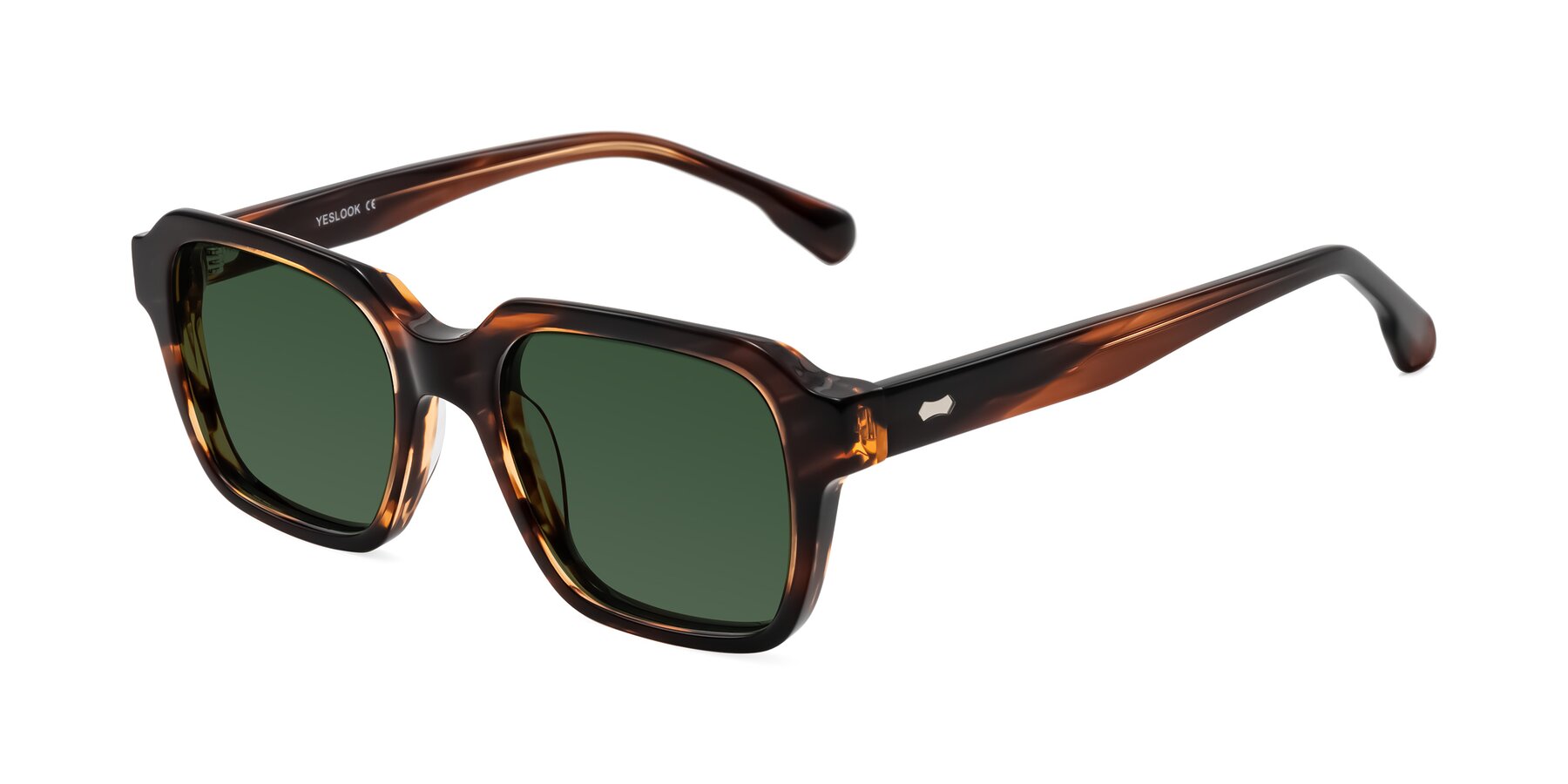 Angle of Harper in Brown Striped with Green Tinted Lenses