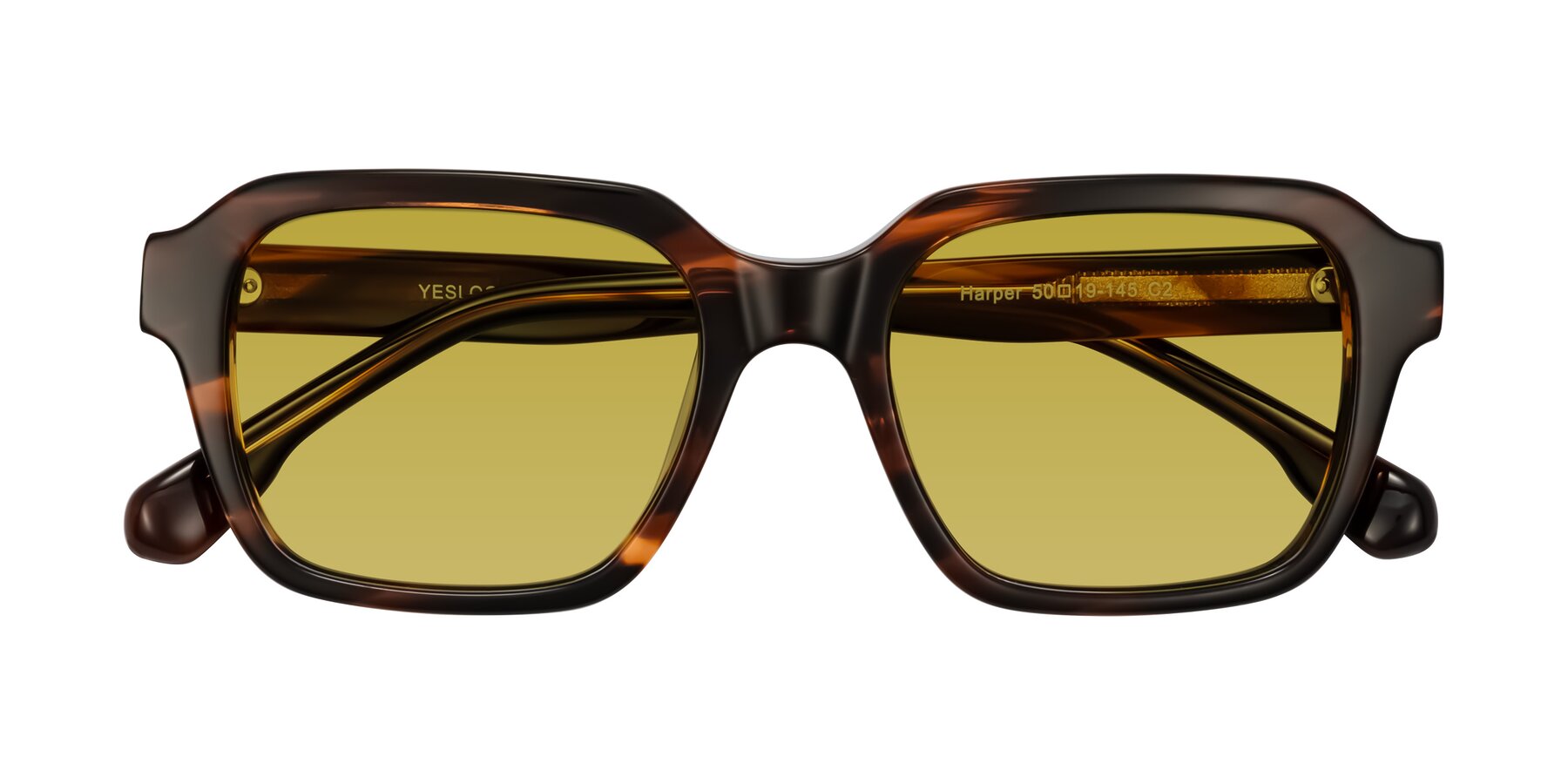 Folded Front of Harper in Brown Striped with Champagne Tinted Lenses