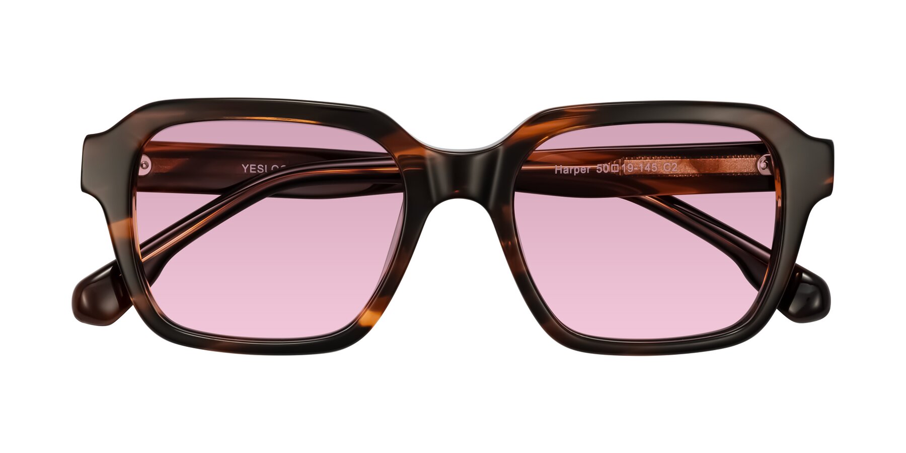 Folded Front of Harper in Brown Striped with Light Wine Tinted Lenses