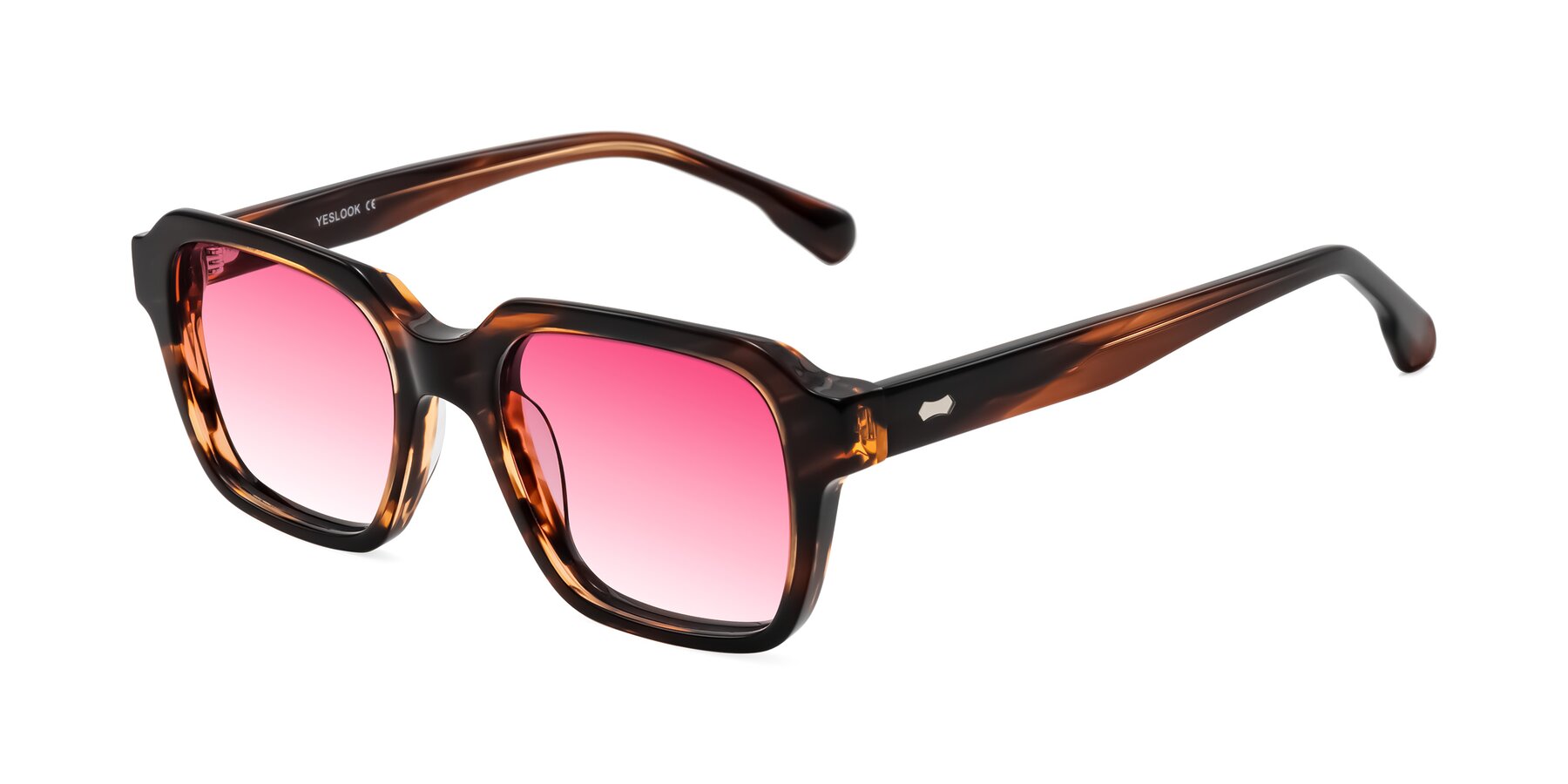 Angle of Harper in Brown Striped with Pink Gradient Lenses