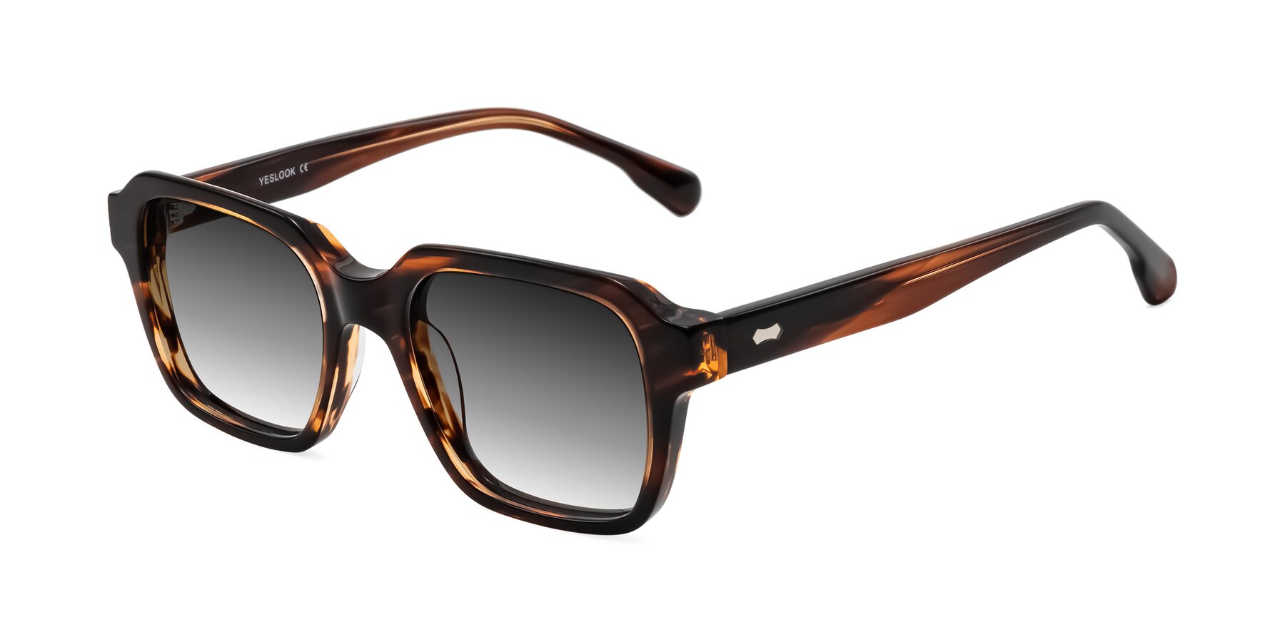 Angle of Harper in Brown Striped with Gray Gradient Lenses