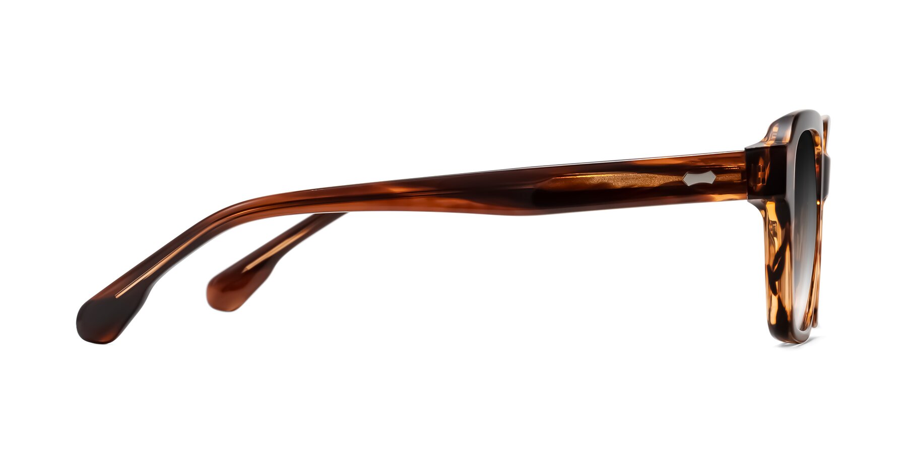 Side of Harper in Brown Striped with Gray Gradient Lenses