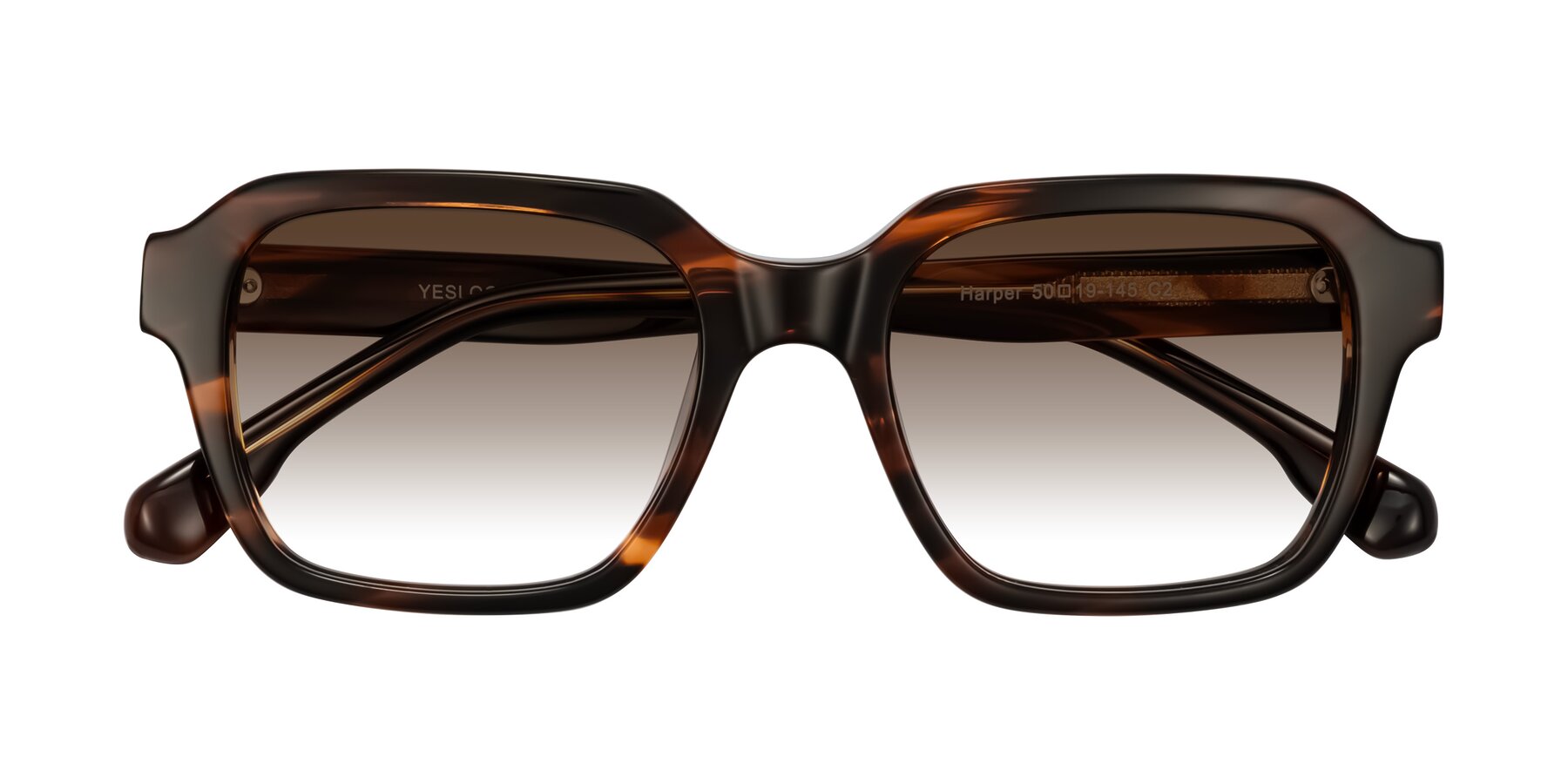 Folded Front of Harper in Brown Striped with Brown Gradient Lenses