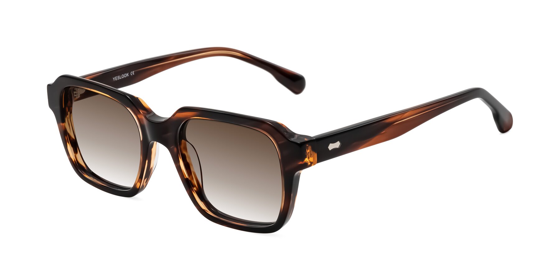 Angle of Harper in Brown Striped with Brown Gradient Lenses