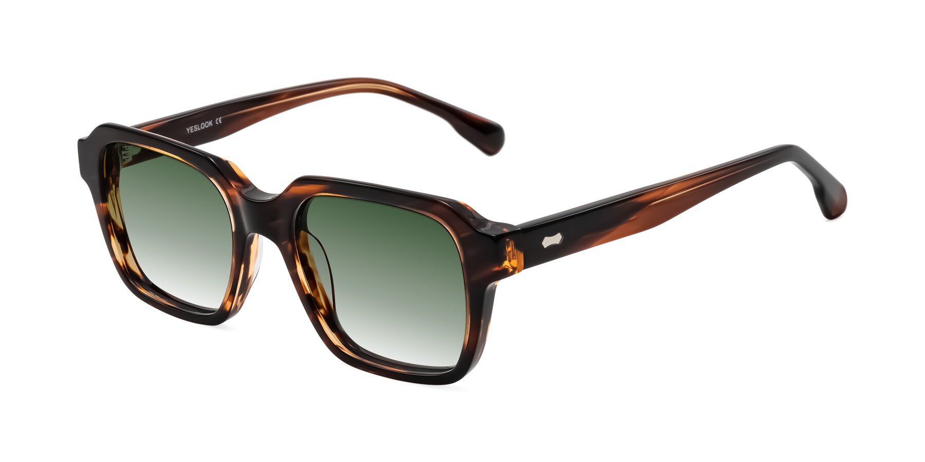 Angle of Harper in Brown Striped with Green Gradient Lenses
