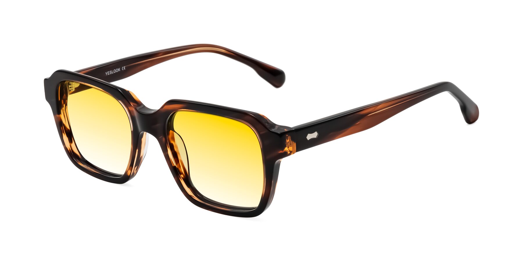 Angle of Harper in Brown Striped with Yellow Gradient Lenses